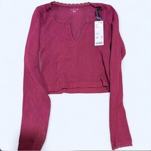 Women's Long Sleeve Maroon Top